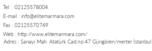 Elite Marmara Residence telefon numaralar, faks, e-mail, posta adresi ve iletiim bilgileri